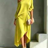 Camila Vestido Assimétrico Amarelo
