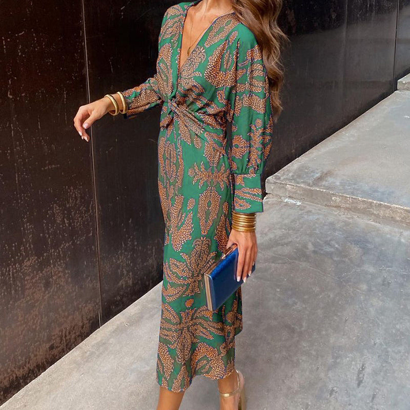 Leonor – Vestido Midi Elegante con Estampado Encanto Intemporal