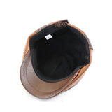 Boina retro masculina com costuras em PU de couro de crocodilo