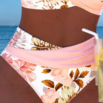 Bikini Kontrast Blumenmuster Geteilt
