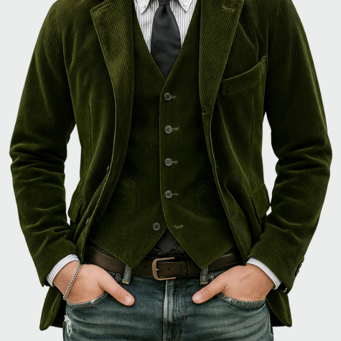 Tomas | Conjunto de 2 peças: Blazer e Cardigan em Veludo