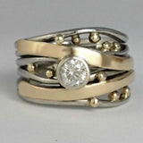 Aurora Anel Elegante Com Zircônias Ouro Antigo - Brilho