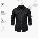 João | Camisa premium de algodão em denim