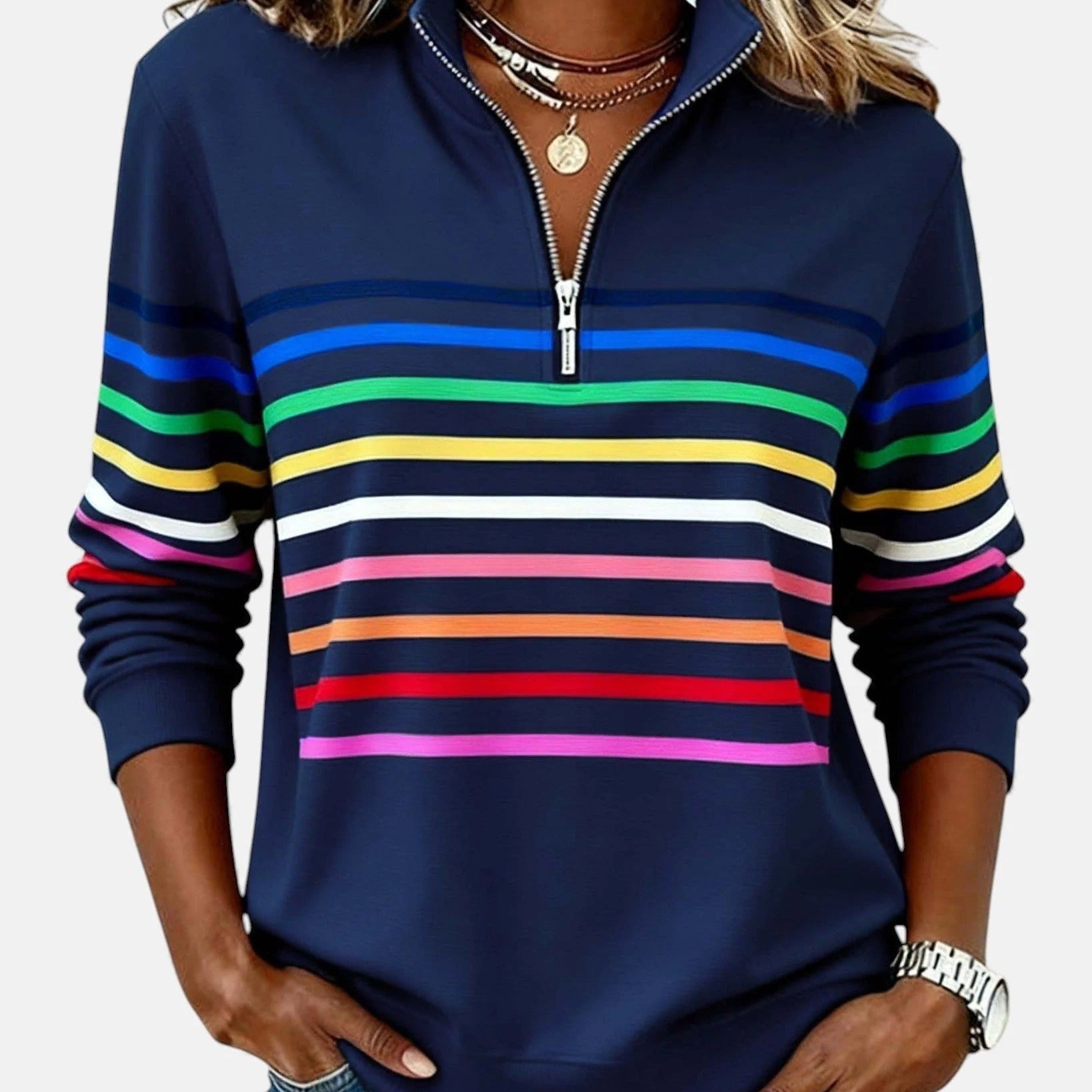 Rosario | Camisola listrada com zíper