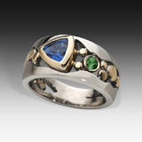 Luz Joias Anel de Cristal Azul Exclusivo Vintage Brilho