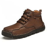 Botas Martin masculinas vintage de inverno, forradas com lã e em couro, para uso casual.