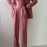 Elegance - Conjunto de três peças com blazer trespassado