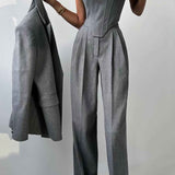 Elegance - Conjunto de três peças com blazer trespassado
