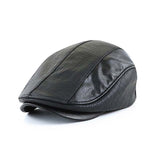Boina retro masculina com costuras em PU de couro de crocodilo
