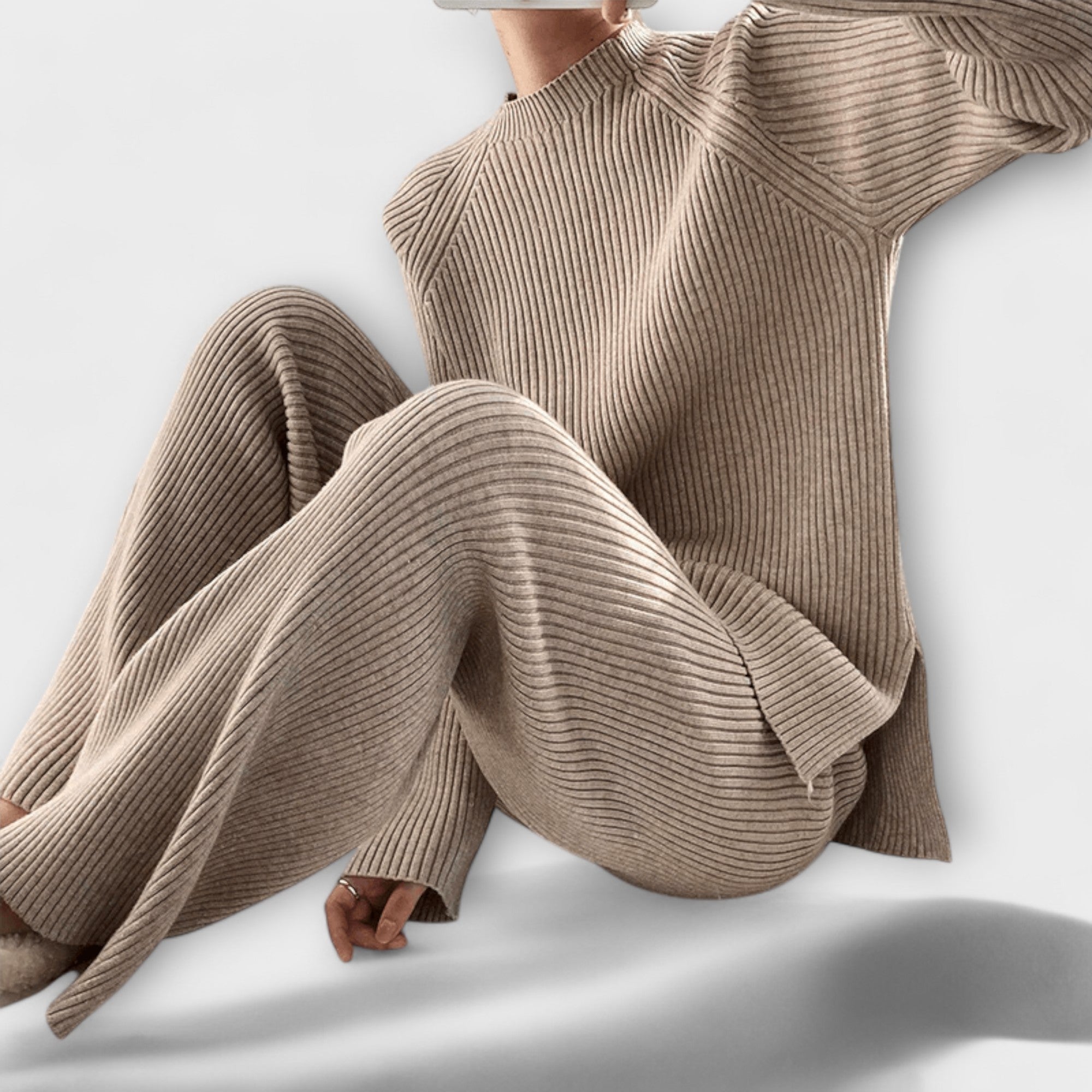 Albertina - Conjunto Cosy de Tricô Canelado de 2 Peças - Ines Braga