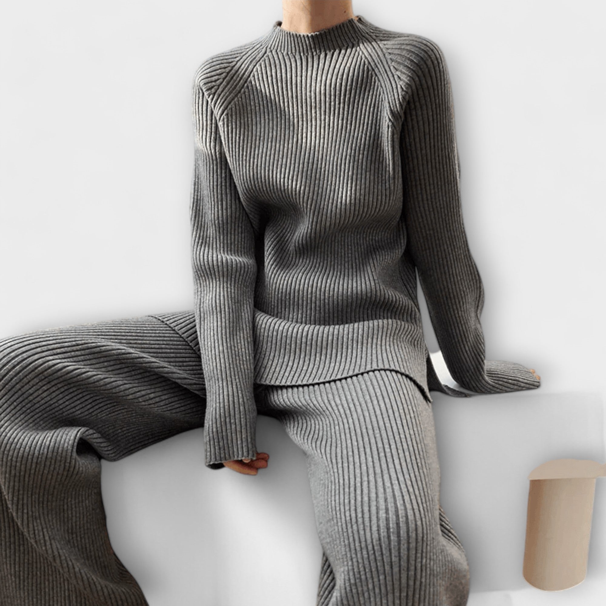 Albertina - Conjunto Cosy de Tricô Canelado de 2 Peças - Ines Braga
