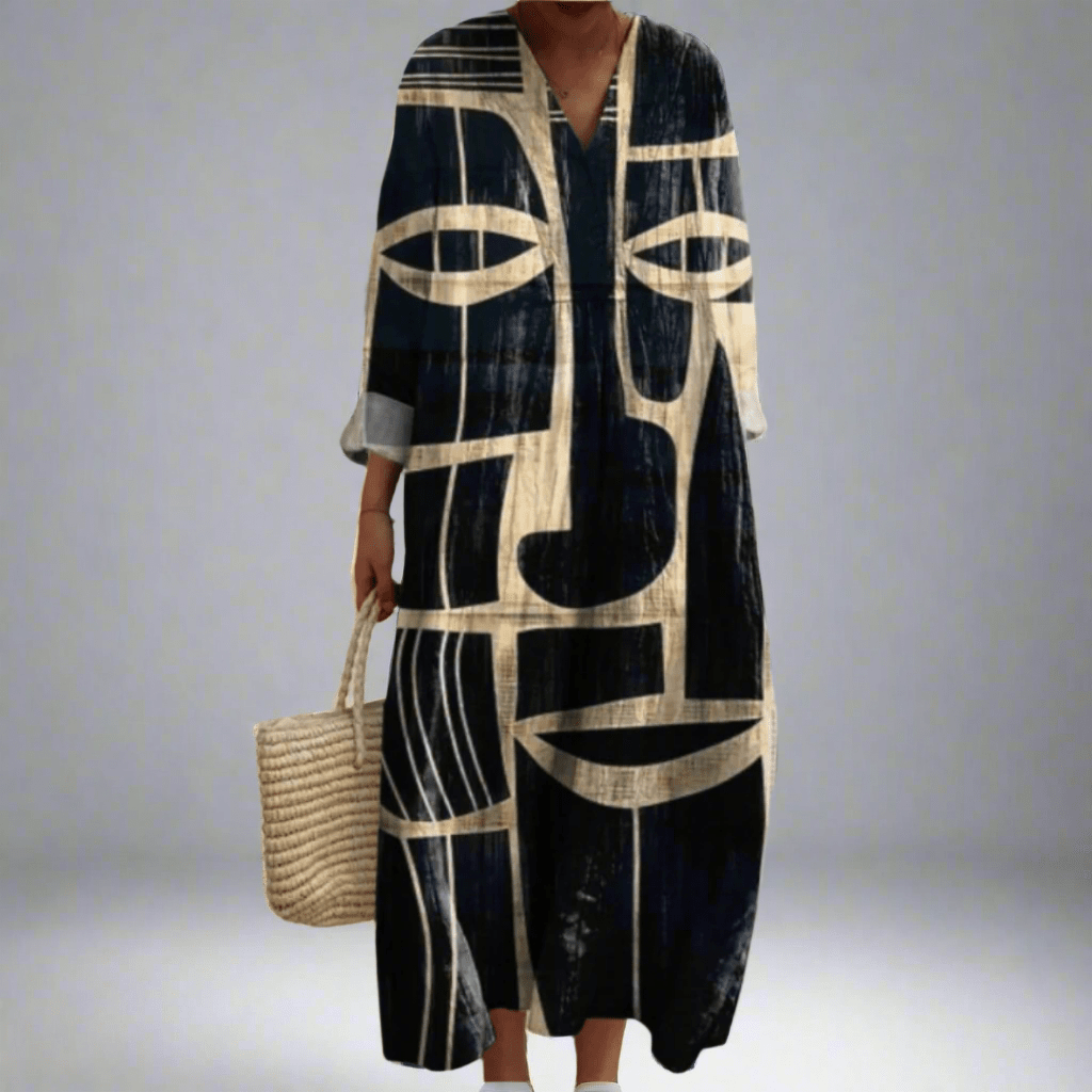 Aline | Vestido Midi Artístico com Inspiração Tribal - Ines Braga