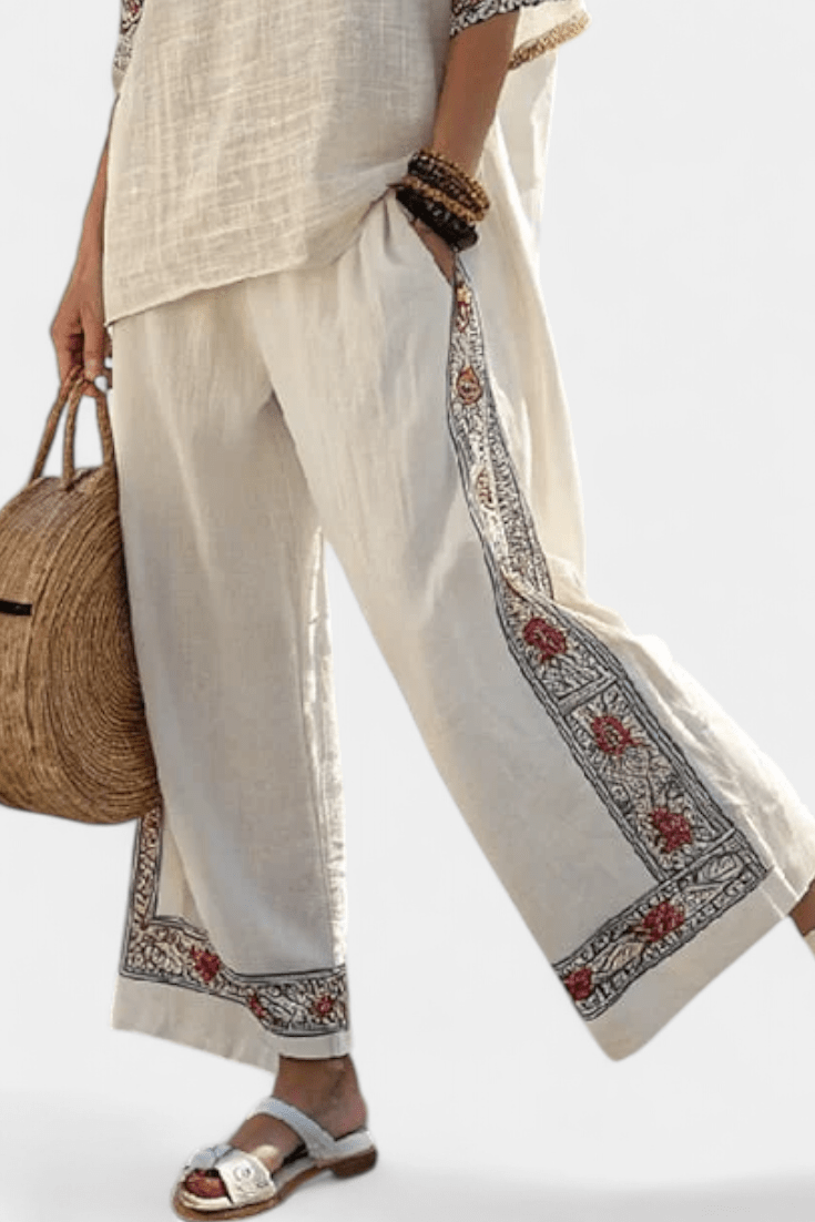 Amália| Conjunto Mediterrâneo Daisy Elegante Em Linho - Ines Braga