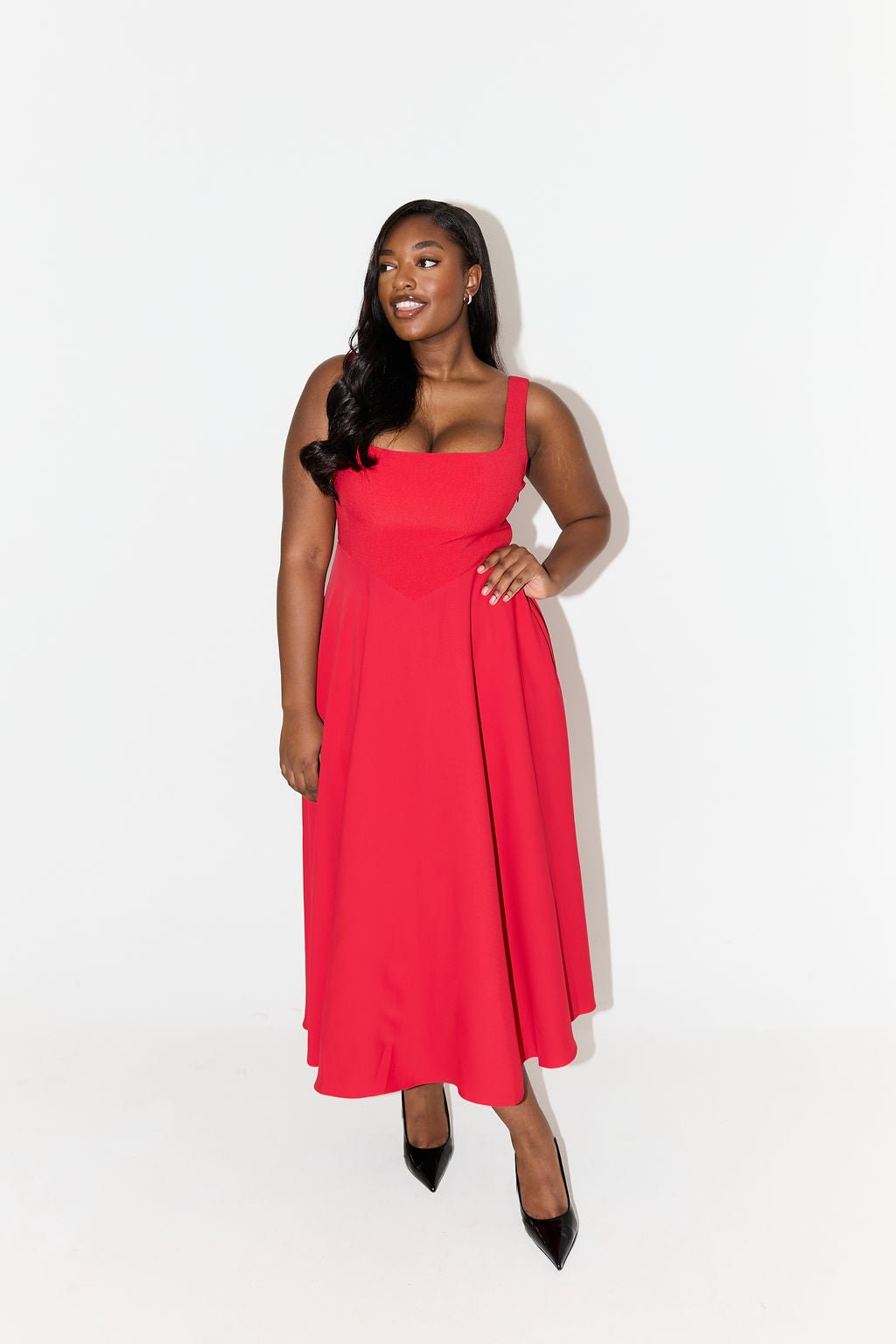 Amélia™ | Vestido Midi Intemporal e Fluido - Ines Braga