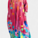 Anne | Vestido Fluido com Decote em V e Estampa Colorida - Ines Braga