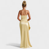 Ariel - Vestido Assimétrico Cetim Limão - Ines Braga