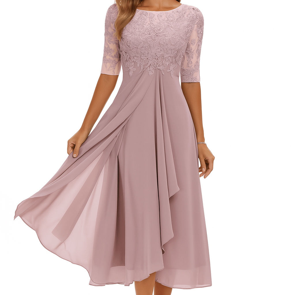 Aura | Vestido de Festa com Renda e Chiffon - Ines Braga