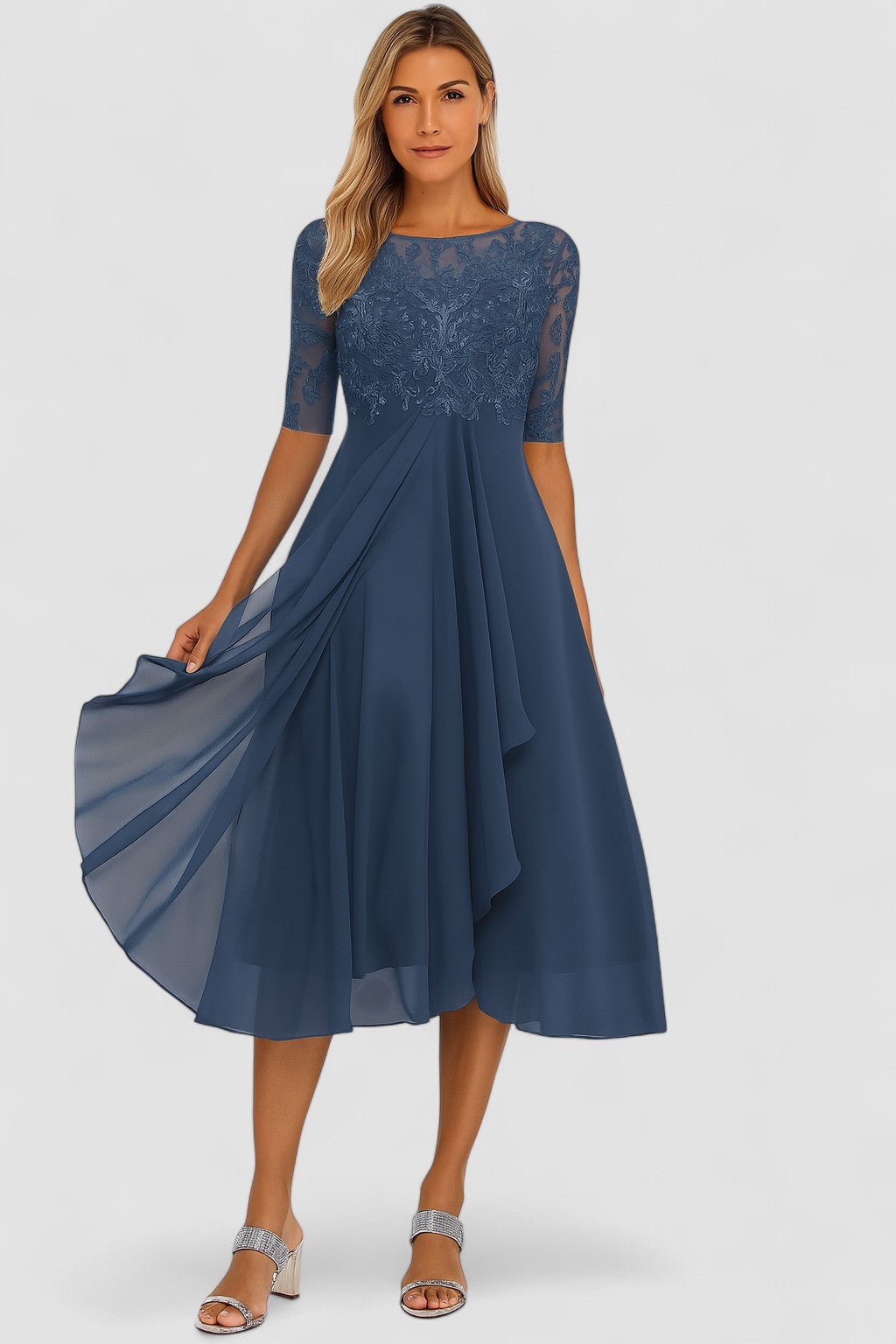 Aura | Vestido de Festa com Renda e Chiffon - Ines Braga