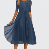 Aura | Vestido de Festa com Renda e Chiffon - Ines Braga