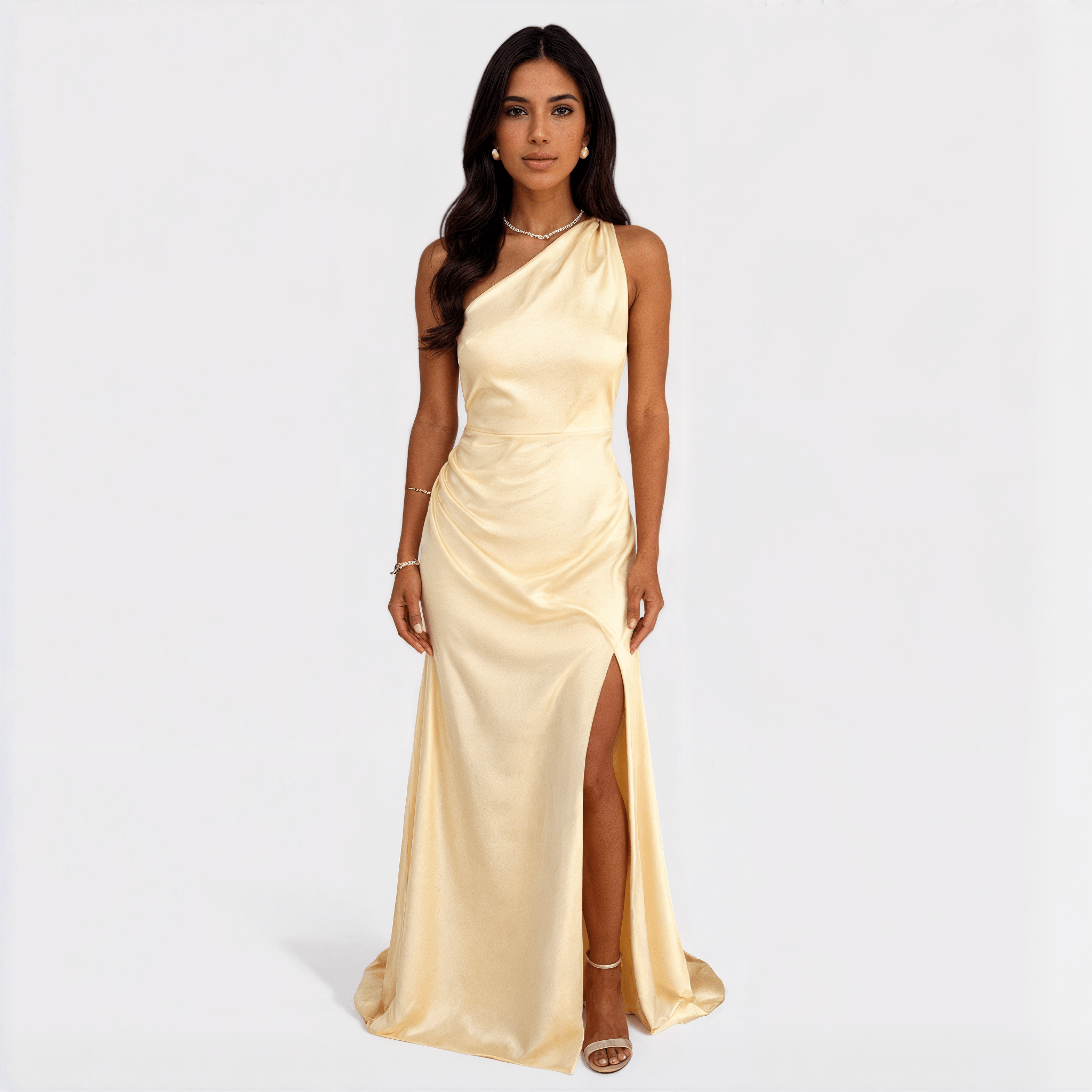 Aurelia - Vestido comprido de cetim - Ines Braga