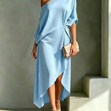 Camila Vestido Assimétrico Azul