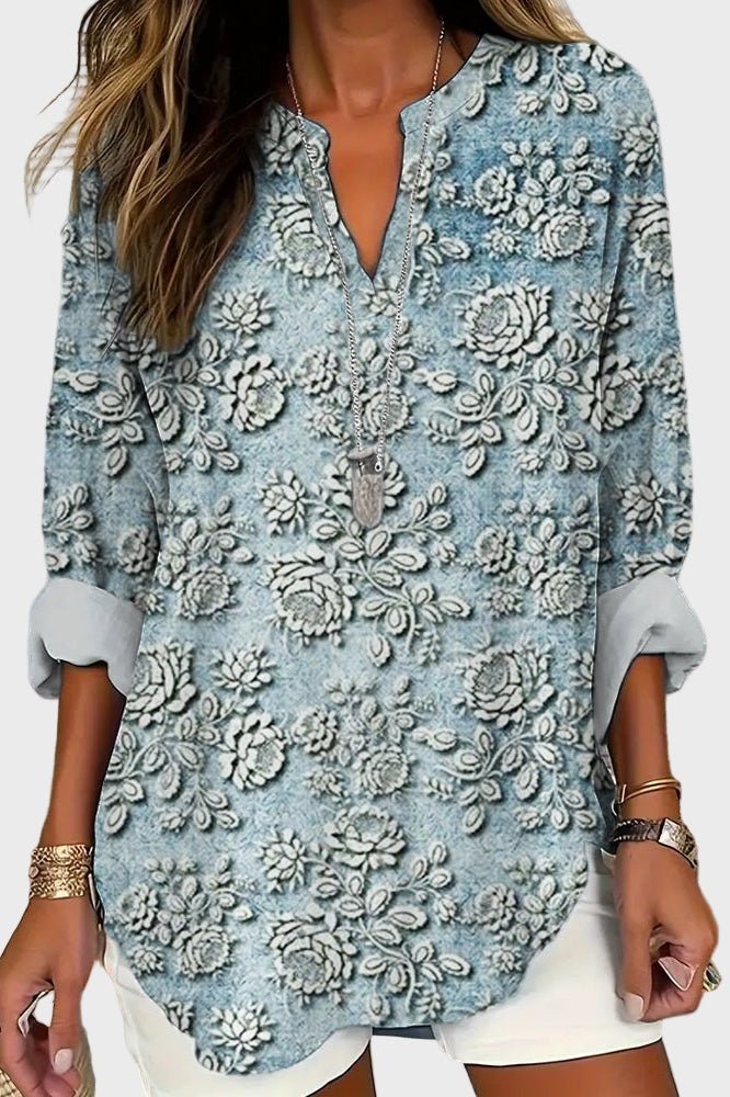 Blusa Blue Dusk Bloom - Ines Braga