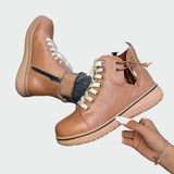 Botas de couro ortopédicas de cano baixo - Ines Braga
