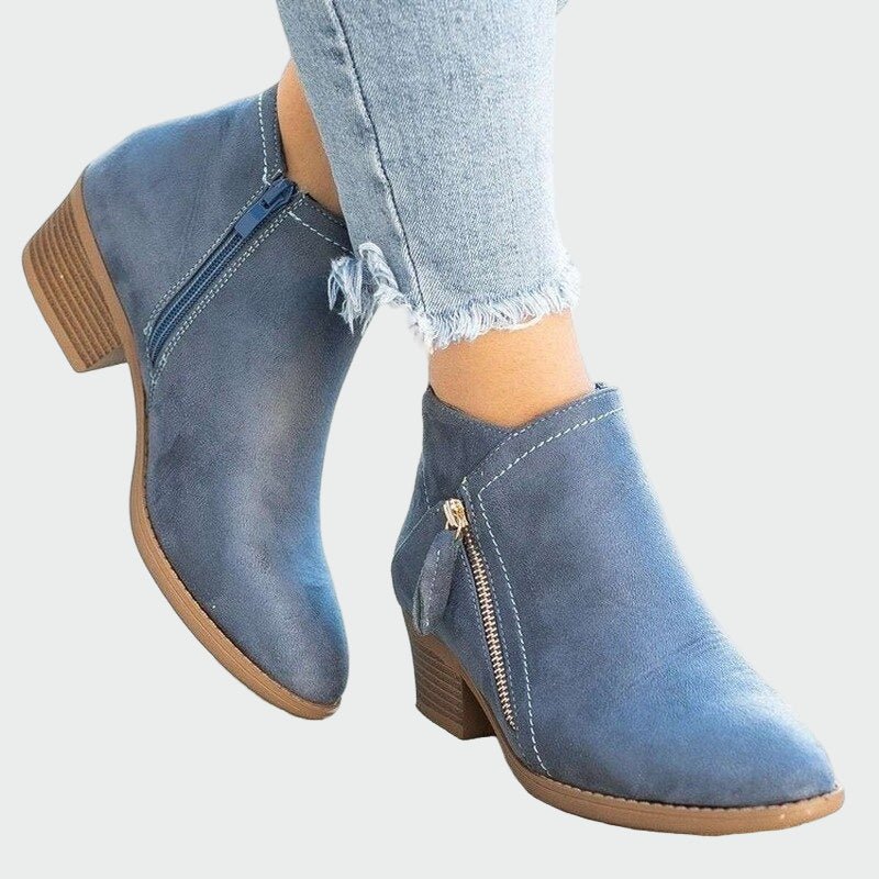 Botas de couro ortopédicas premium com salto para o inverno - Ines Braga