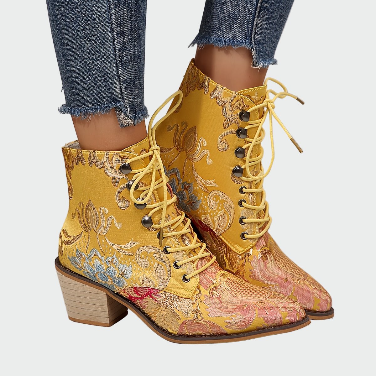 Botins de couro com flores - Ines Braga