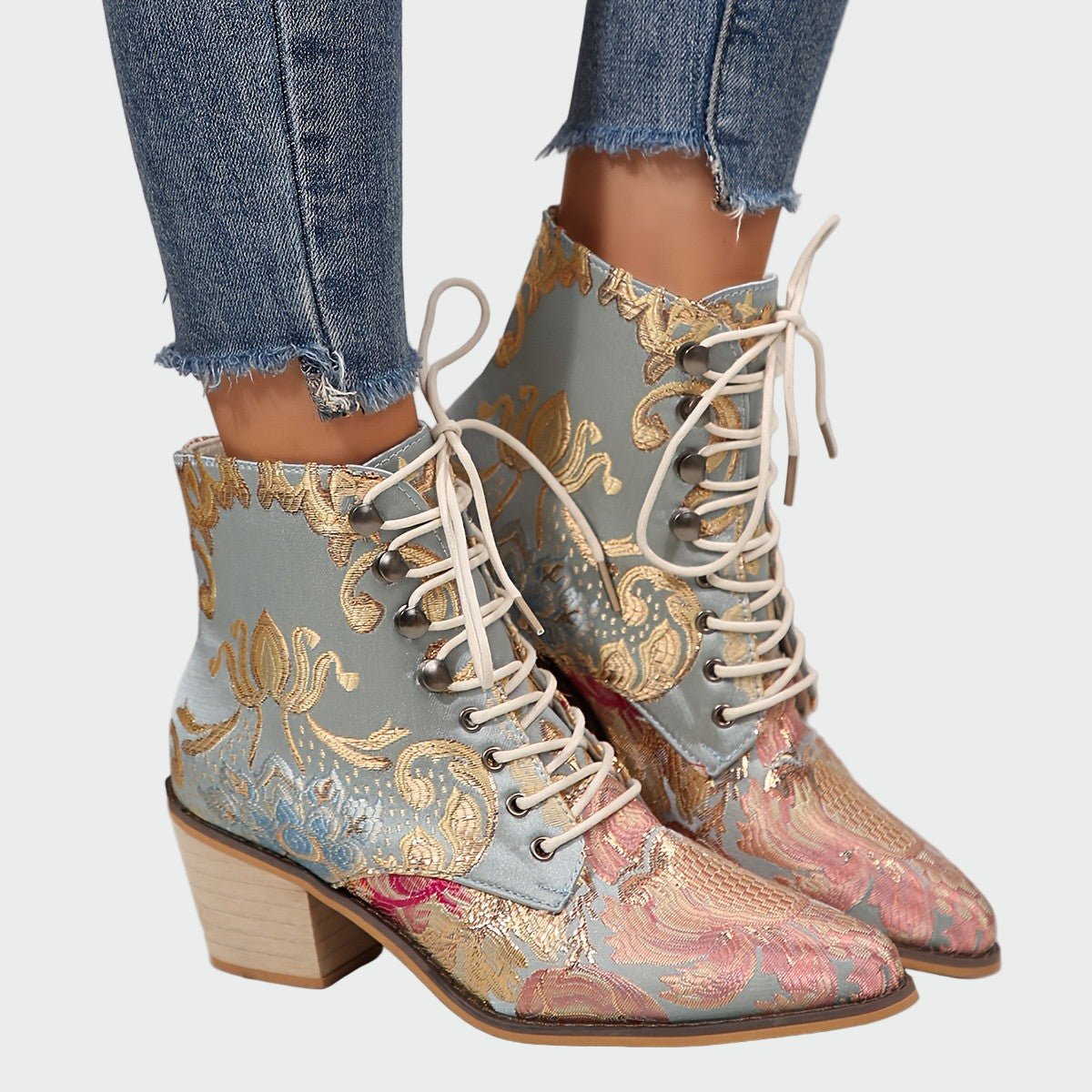 Botins de couro com flores - Ines Braga