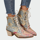 Botins de couro com flores - Ines Braga