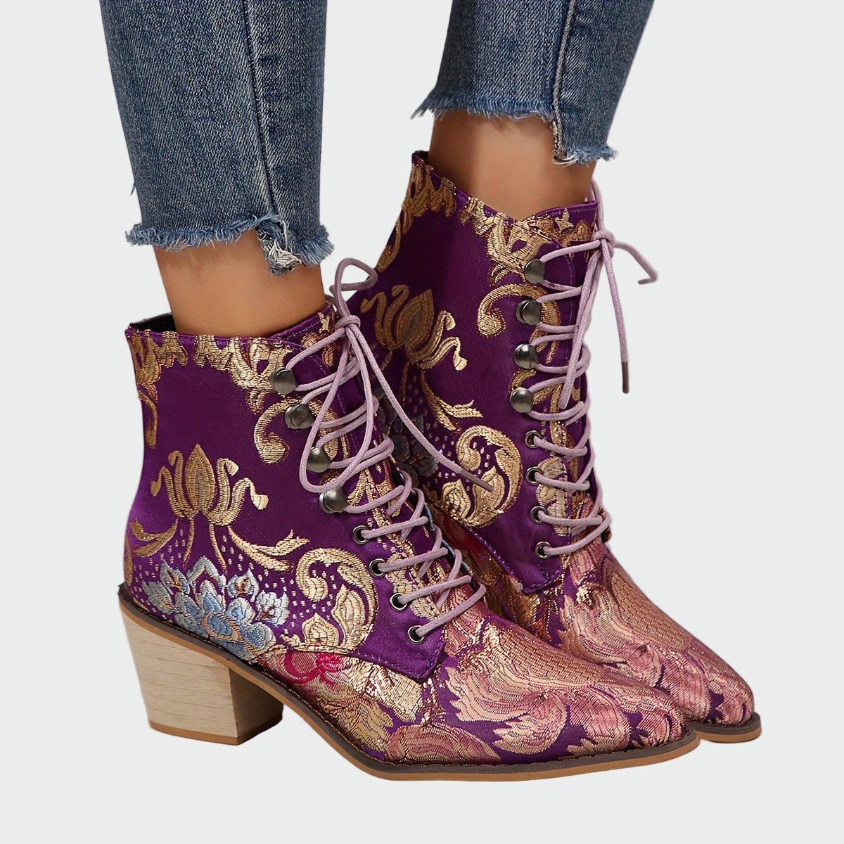 Botins de couro com flores - Ines Braga