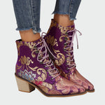 Botins de couro com flores - Ines Braga
