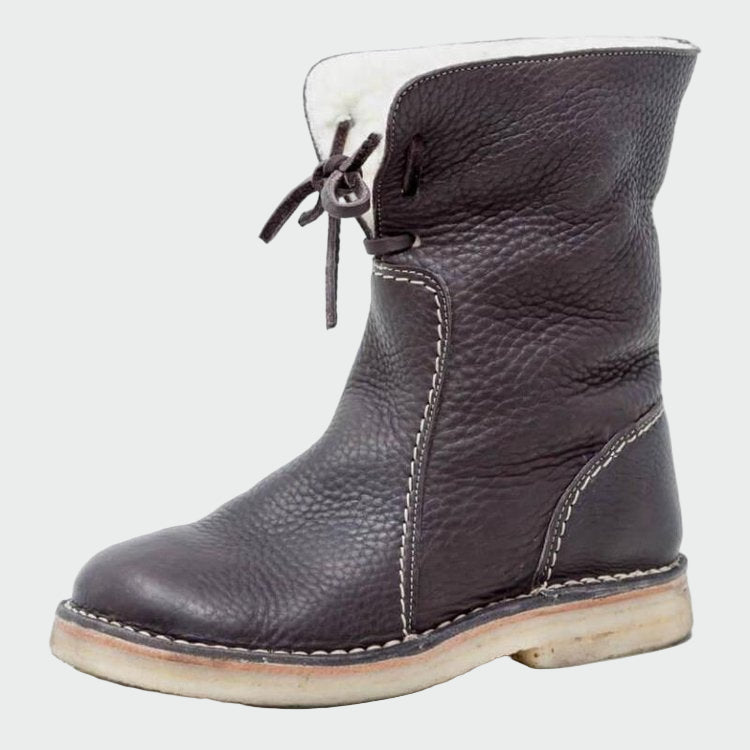 Botins de couro impermeáveis com forro de lã - Ines Braga