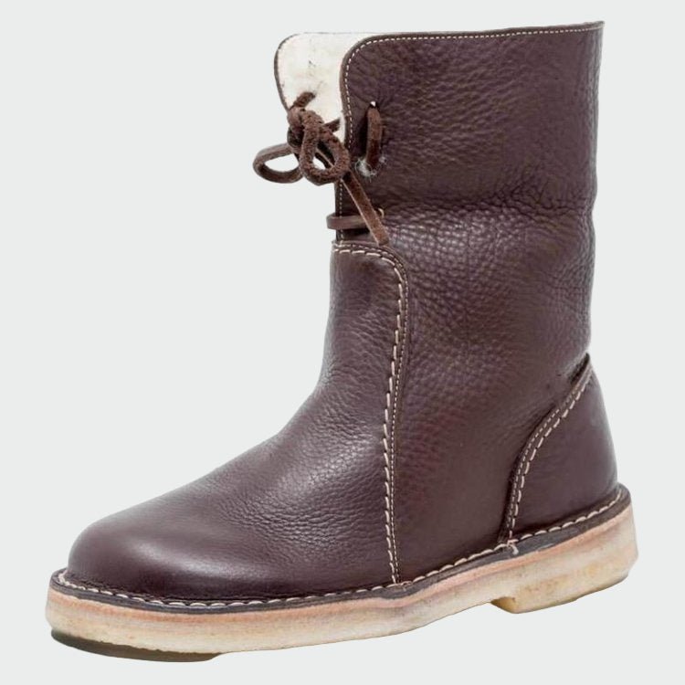 Botins de couro impermeáveis com forro de lã - Ines Braga