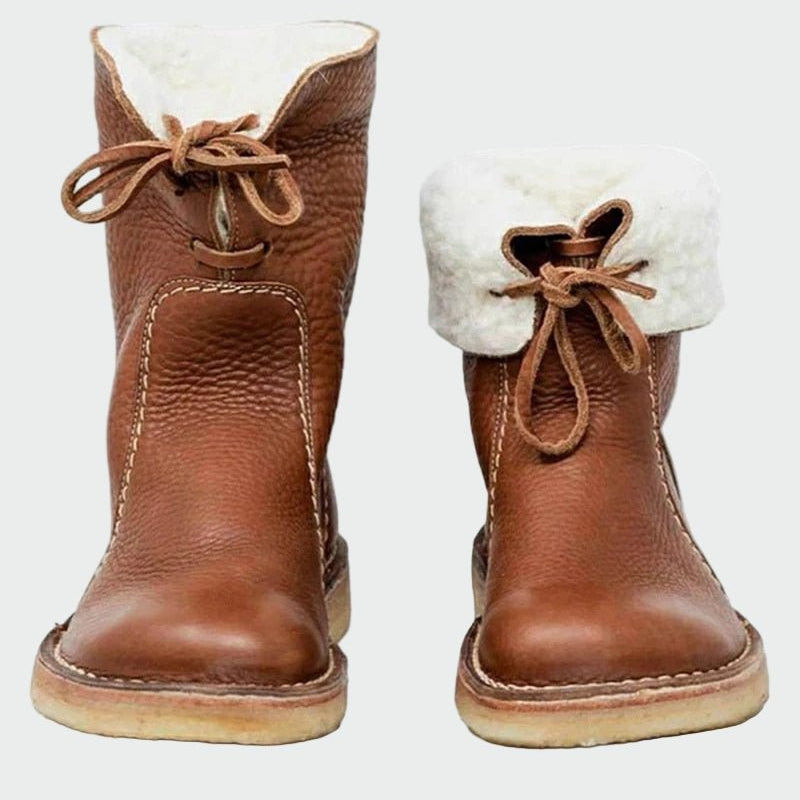 Botins de couro impermeáveis com forro de lã - Ines Braga