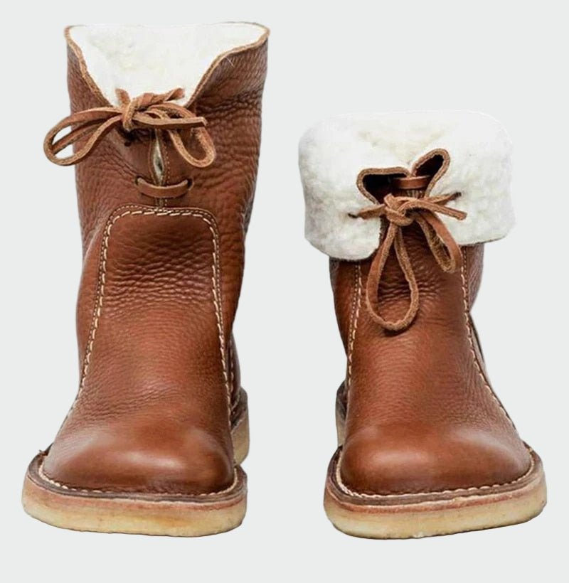 Botins de couro impermeáveis com forro de lã - Ines Braga