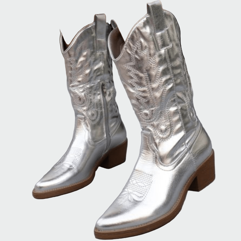 Botins de cowboy metálicos - Ines Braga