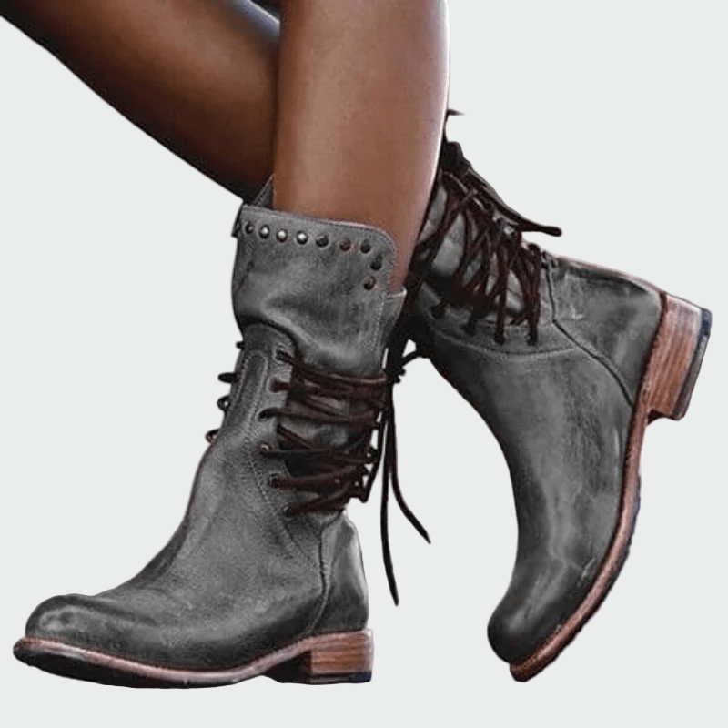 Botins de pele com atacadores - Ines Braga