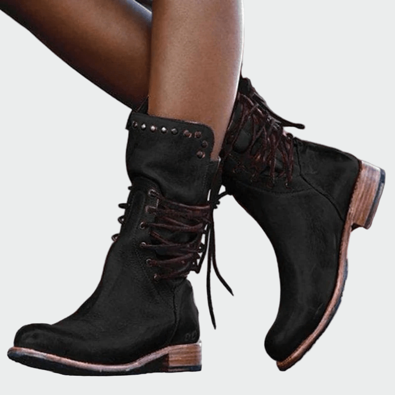 Botins de pele com atacadores - Ines Braga