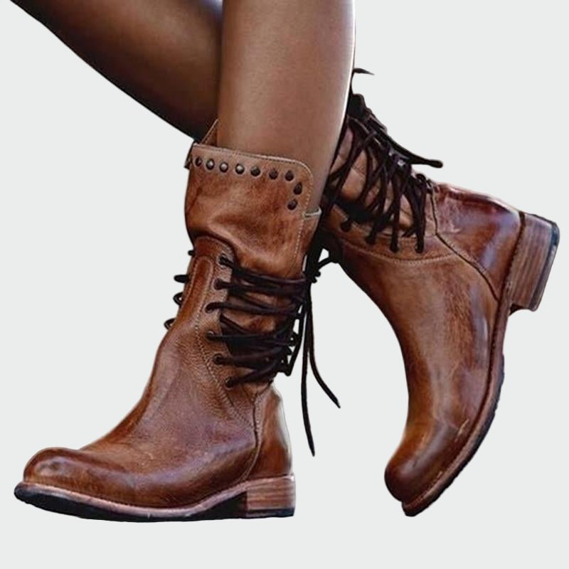 Botins de pele com atacadores - Ines Braga