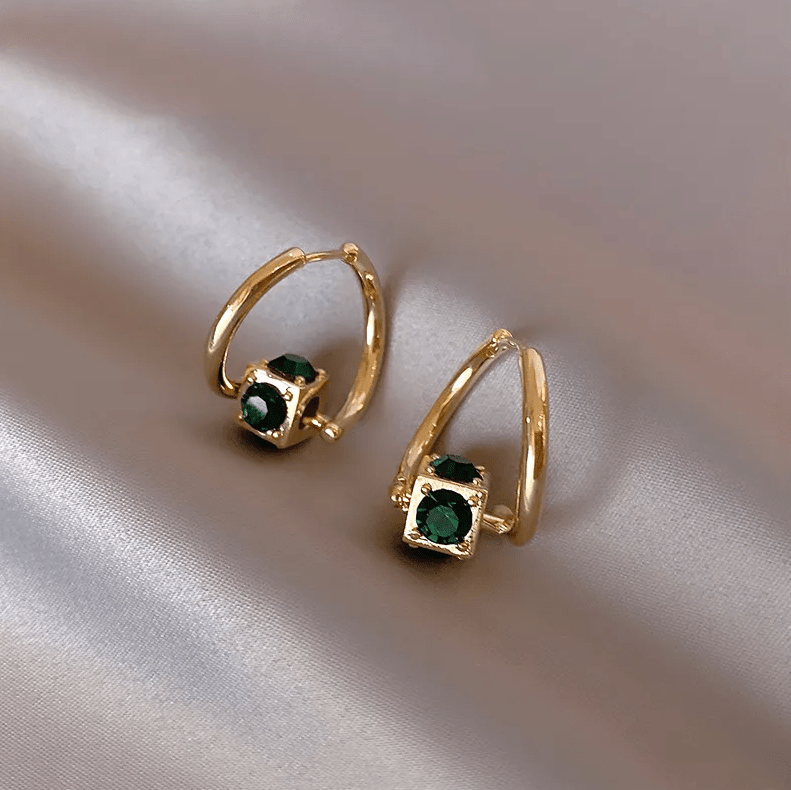Brilho Real Brincos Verdes em Ouro - para Ocasiões - Ines Braga