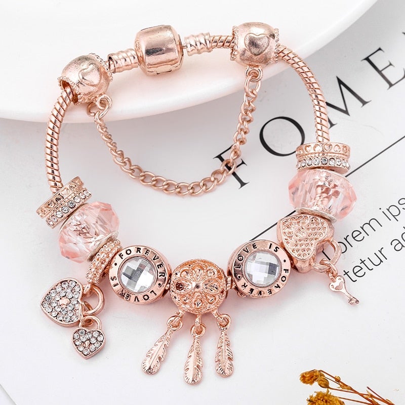 BrilhoNobre Pulseira Floco de Neve Rosas - Pendente Prata - Ines Braga