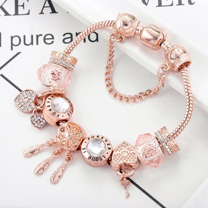 BrilhoNobre Pulseira Floco de Neve Rosas - Pendente Prata - Ines Braga