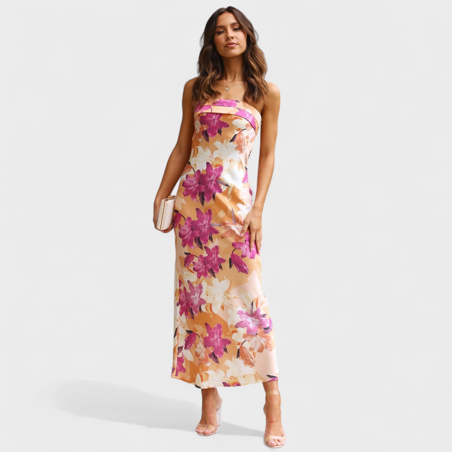 Carmen | Vestido de cetim sem mangas - Ines Braga