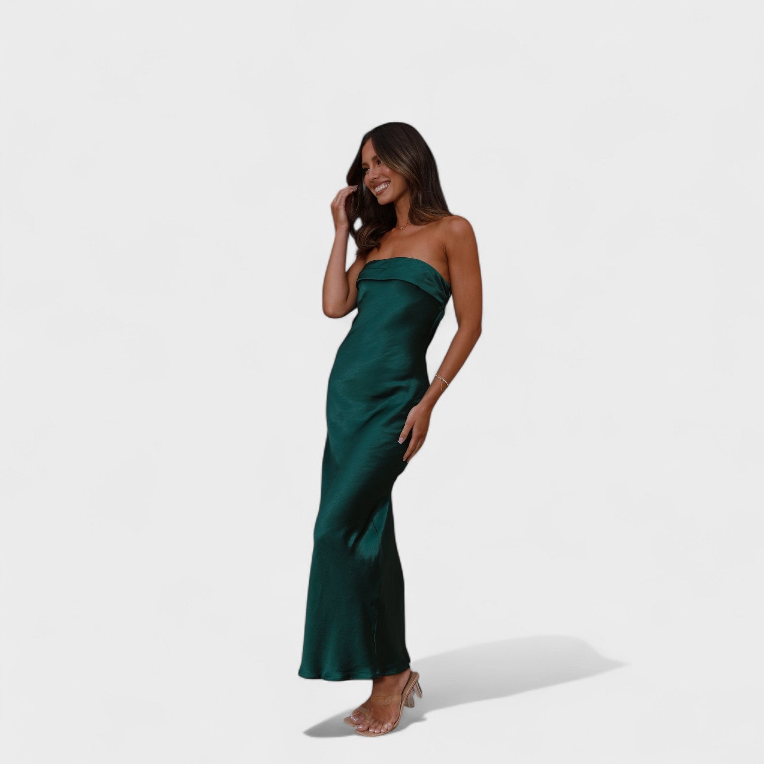 Carmen | Vestido de cetim sem mangas - Ines Braga