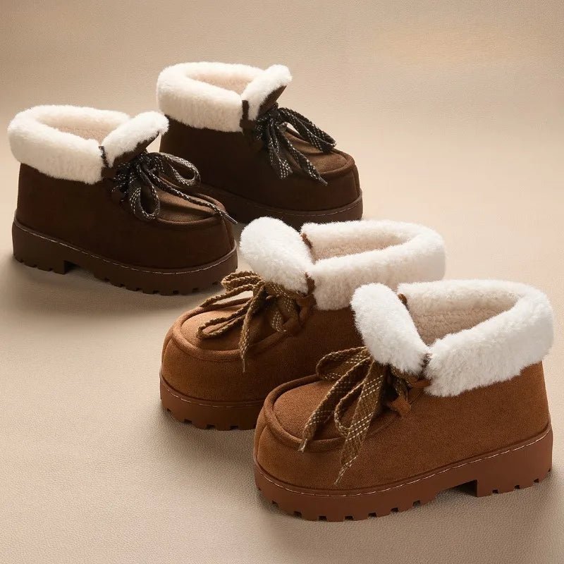 Caty | Botas com plataforma em camurça sintética com toque fofo e quente - Ines Braga
