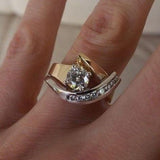 Luz Anel Vintage Ouro Prata - Zircônia Brilhante