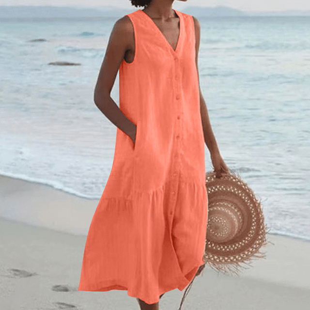 Celeste | Vestido com Decote em V - Ines Braga