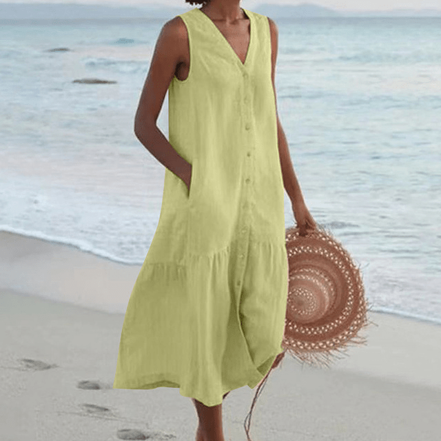 Celeste | Vestido com Decote em V - Ines Braga